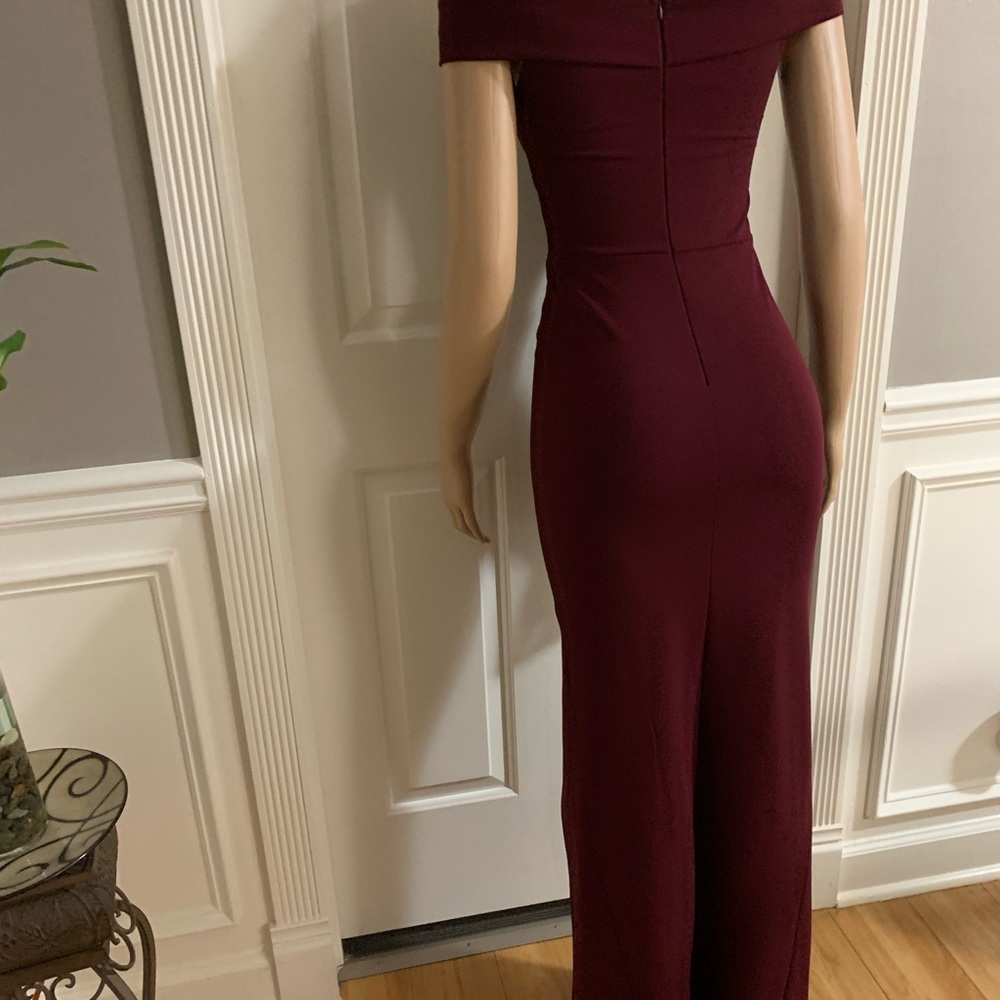Women’s junior burgundy off- shoulder maxi dress - Picture 11 of 12